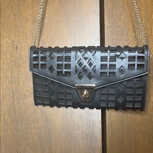 Black Geometric Cutout Clutch